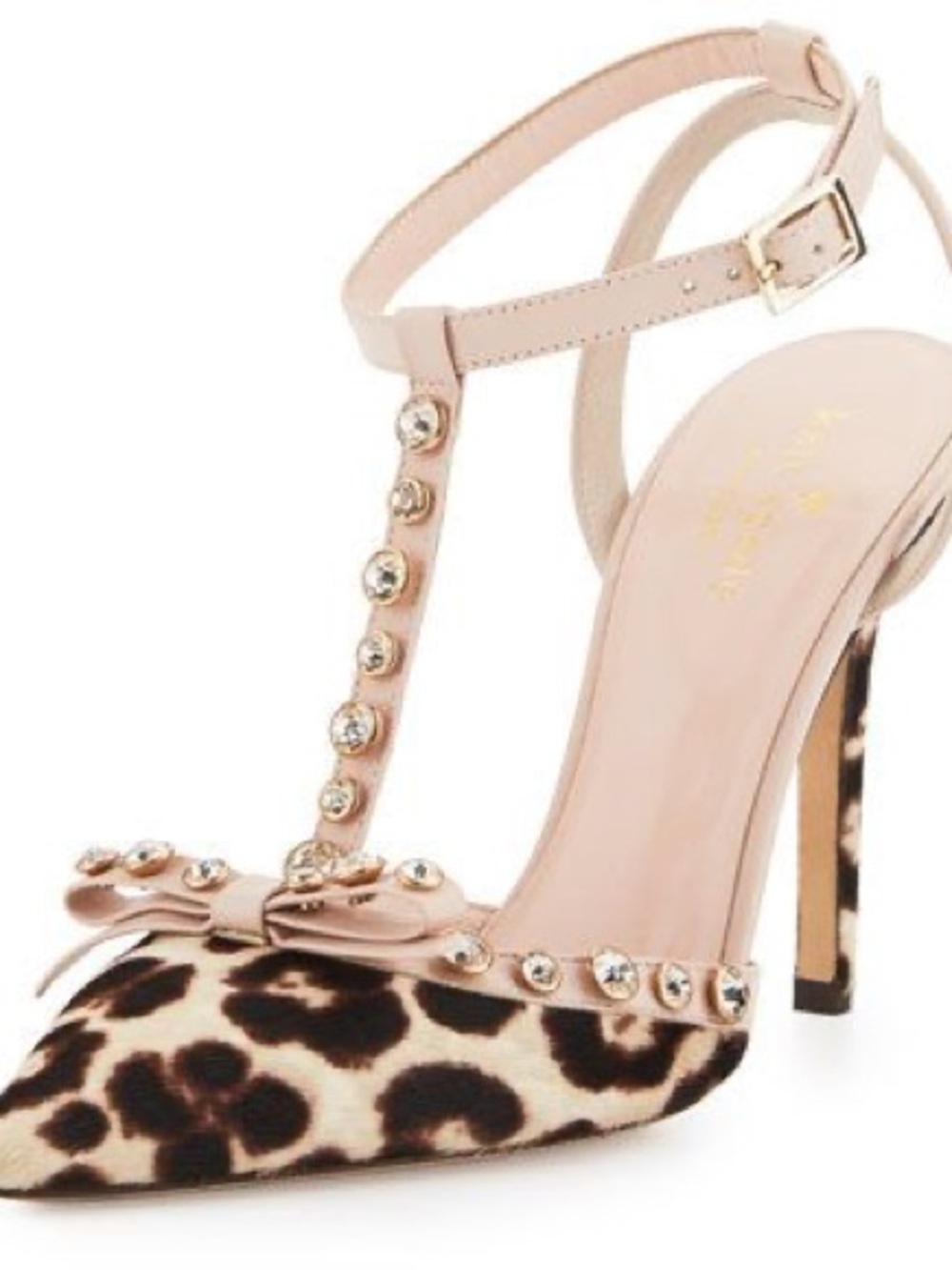 Kate Spade Strap Leopard Print Pointed Toe Heel in Blush